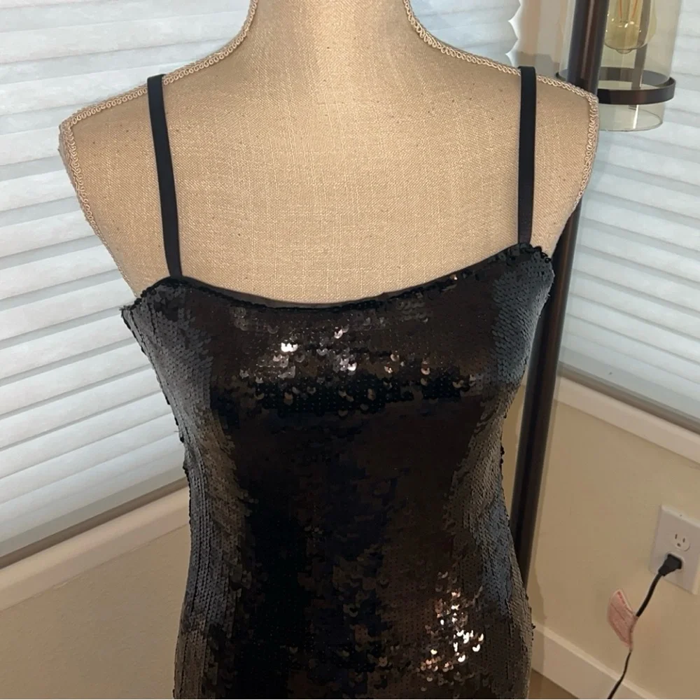 GOOD AMERICAN Twilight Black Sequin Bodycon Dress
